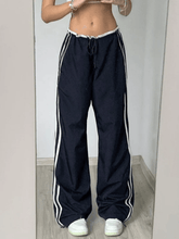 Street Ribbon Hose mit weitem Bein in Kontrastfarbe